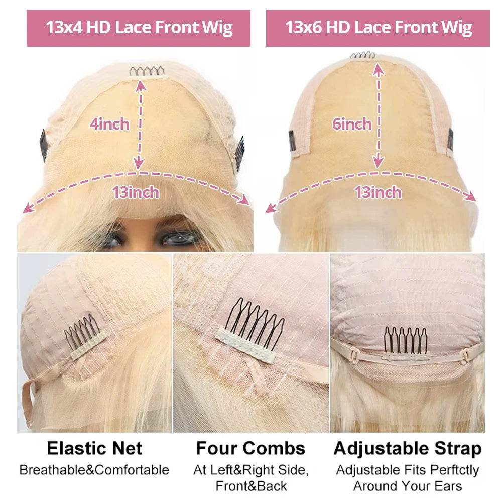 613 Honey Blonde 13x6 HD Lace Frontal Human Hair Wigs - Estalios