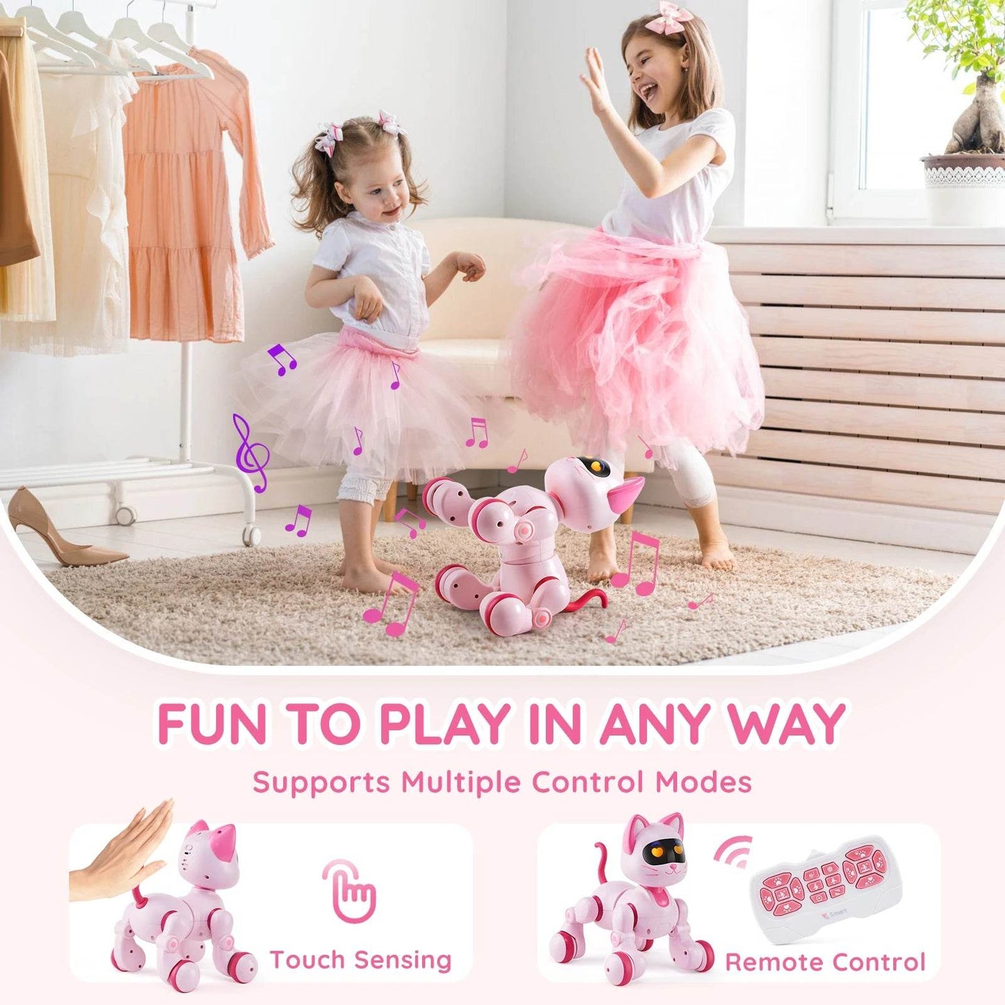VEVOR Intelligent Remote Control Robot Cat Electronic Stunt Voice Command Programmable Touch-sense Music Song Children's Toys - Estalios