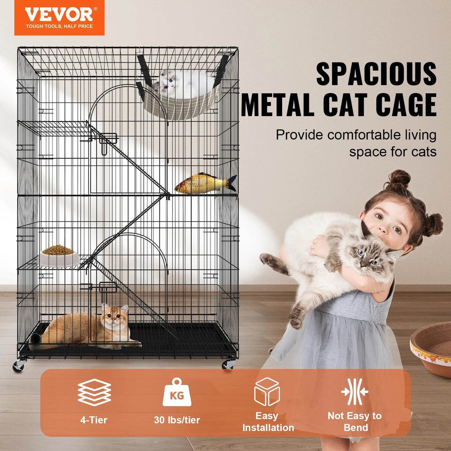 4 Tier Large Cat Playpen for Indoor Exercise and Fun - Estalios
