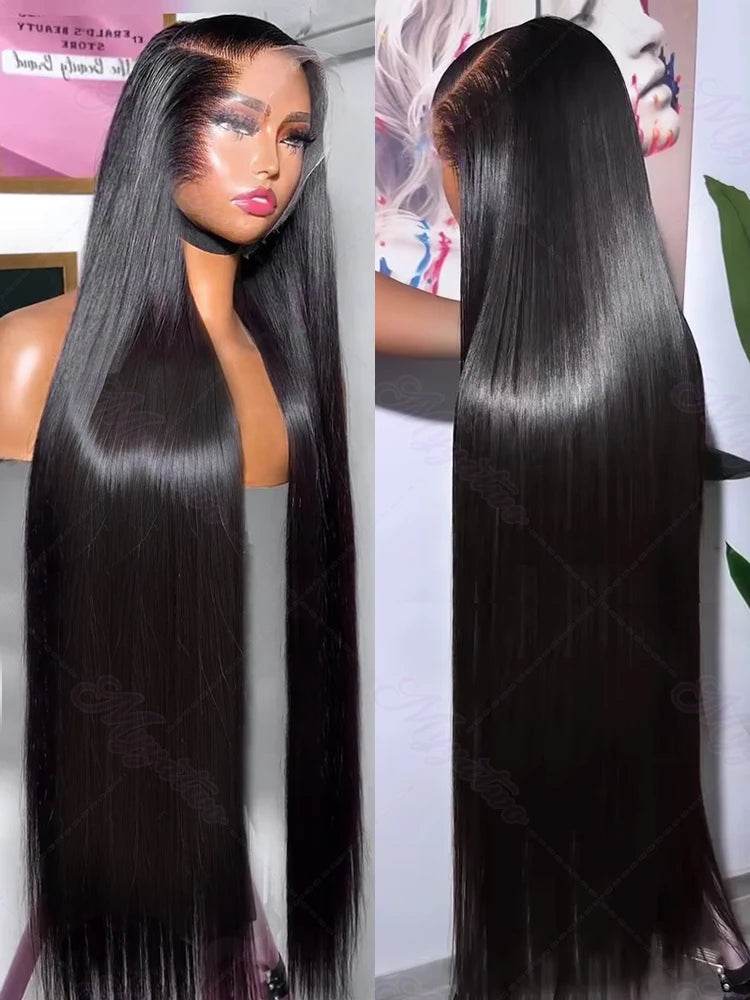 30 40 Inch Bone Straight Lace Front Wig 250 Density Human Hair - Estalios