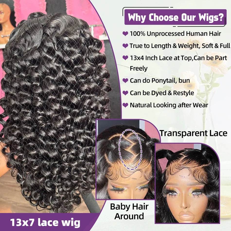 250 Density Loose Wave 13x6 HD Lace Front Wig 30 40 Inch - Estalios