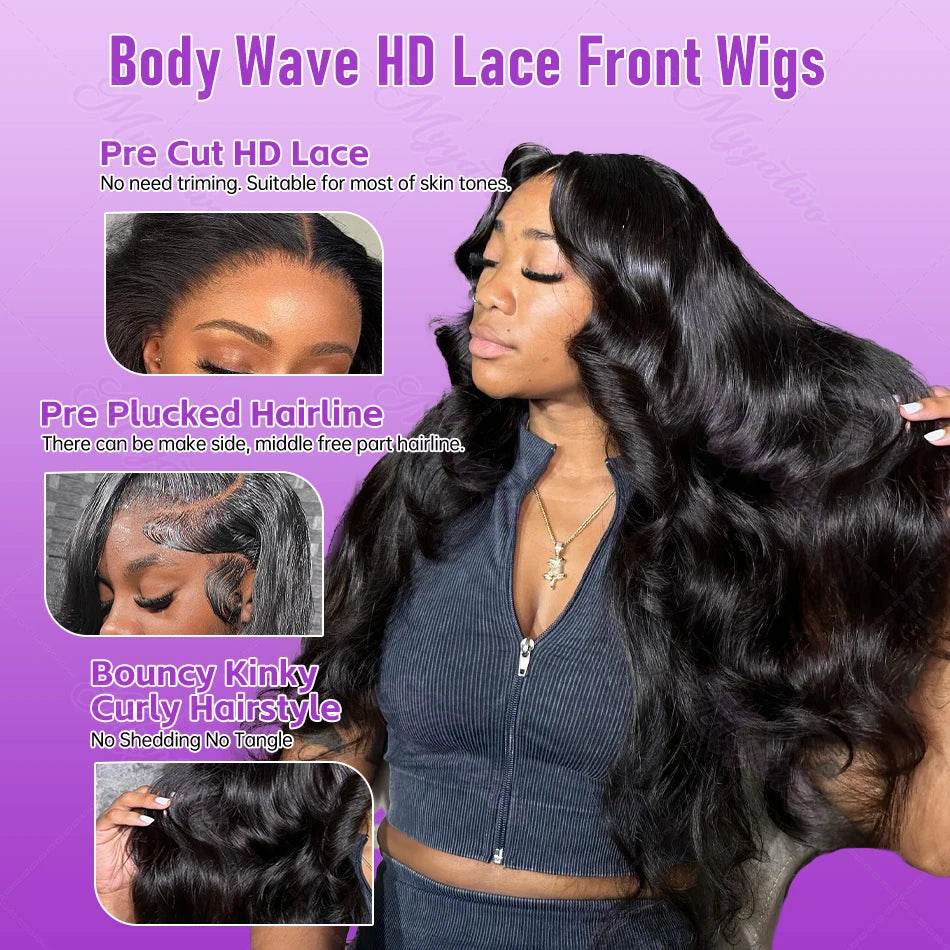 13x6 HD Transparent Body Wave Lace Frontal Human Hair Wig - Estalios