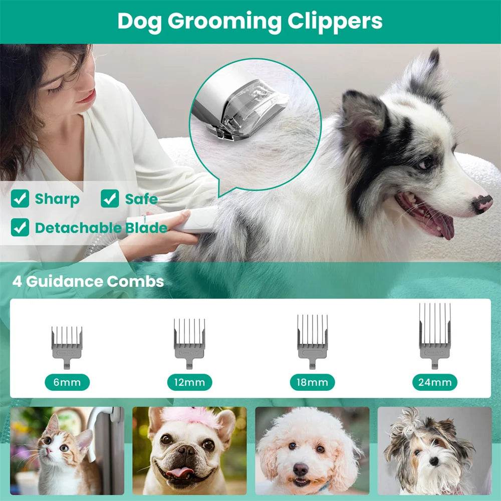 INSE P20 Pet Grooming Kit with Vacuum Suction 99% Hair - Estalios