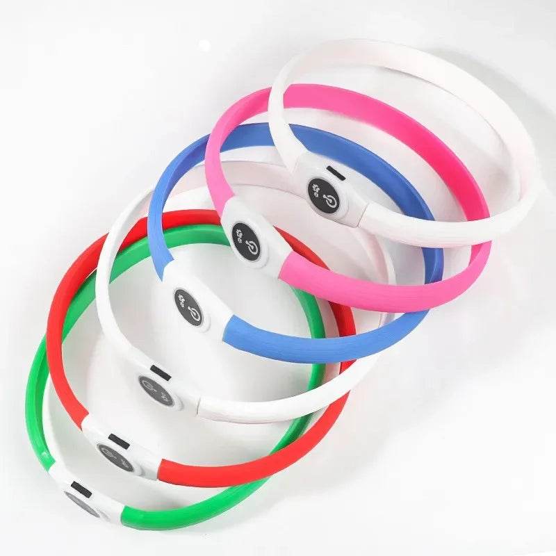 LED Luminous Dog Collar Waterproof USB Light for Night Safety - Estalios