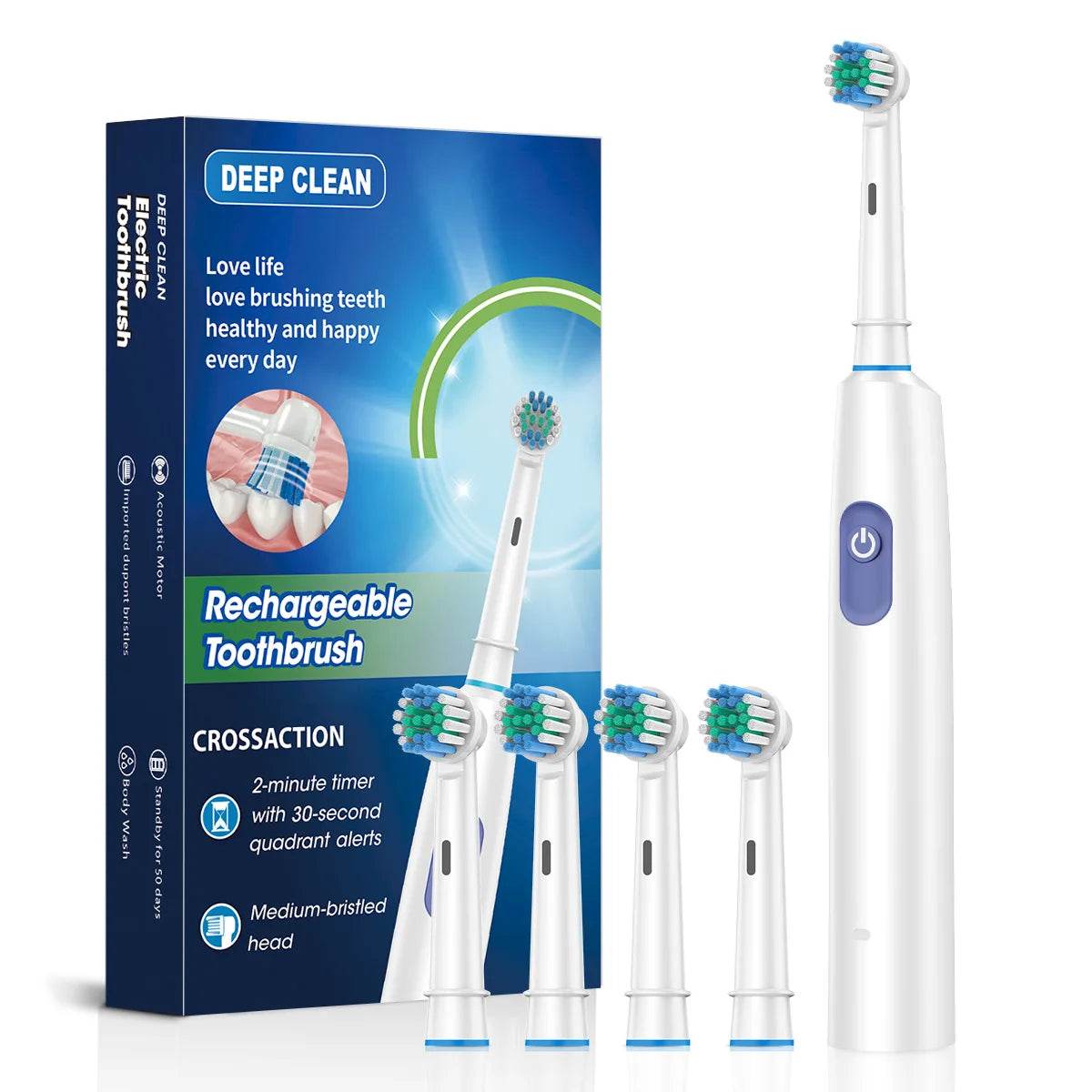 Electric Toothbrush Rotary Cleaning Teeth Brush Waterproof - Estalios