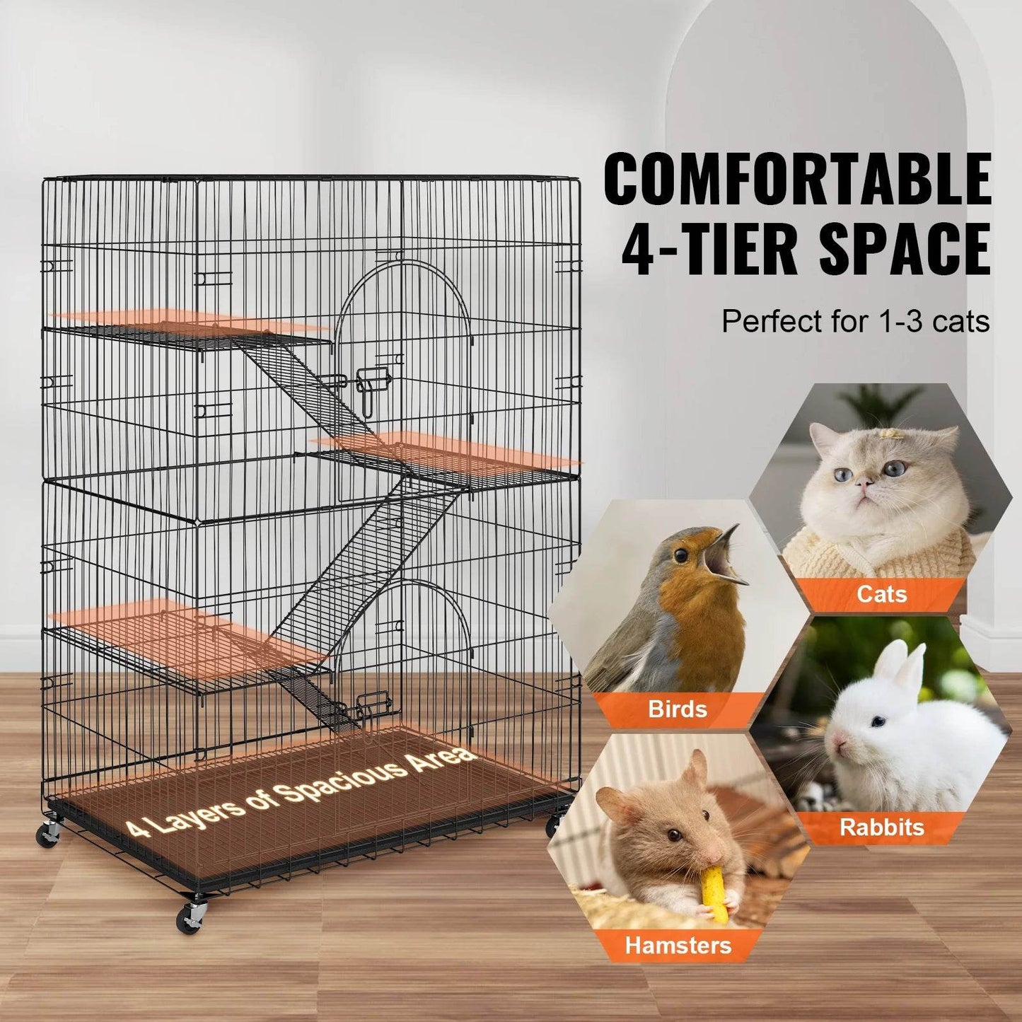 4 Tier Large Cat Playpen for Indoor Cats and Small Pets - Estalios