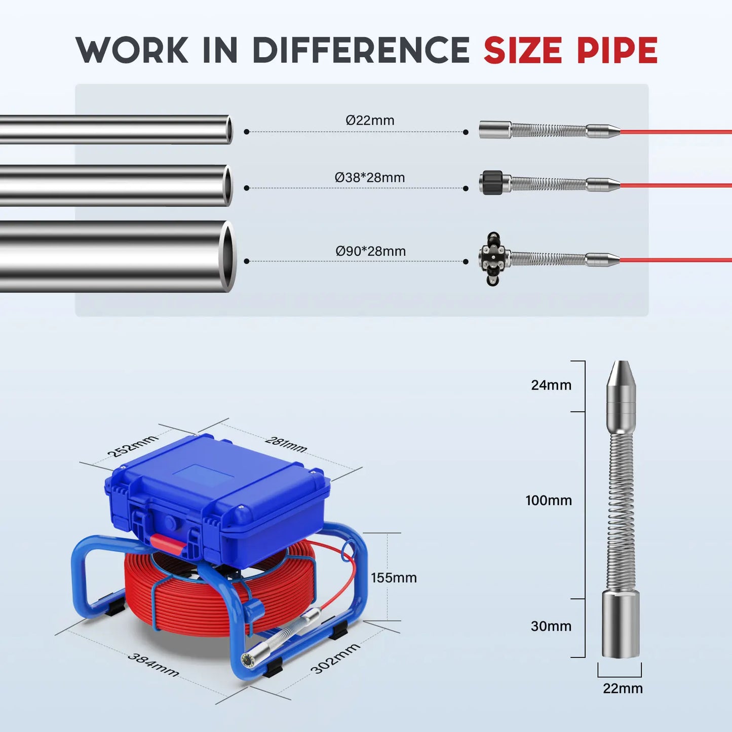 Sewer Camera with Locator,9" Pipe inspection Camera Self-Leveling 512HZ IP68 Waterproof Meter Counter DVR Drain Endoscope