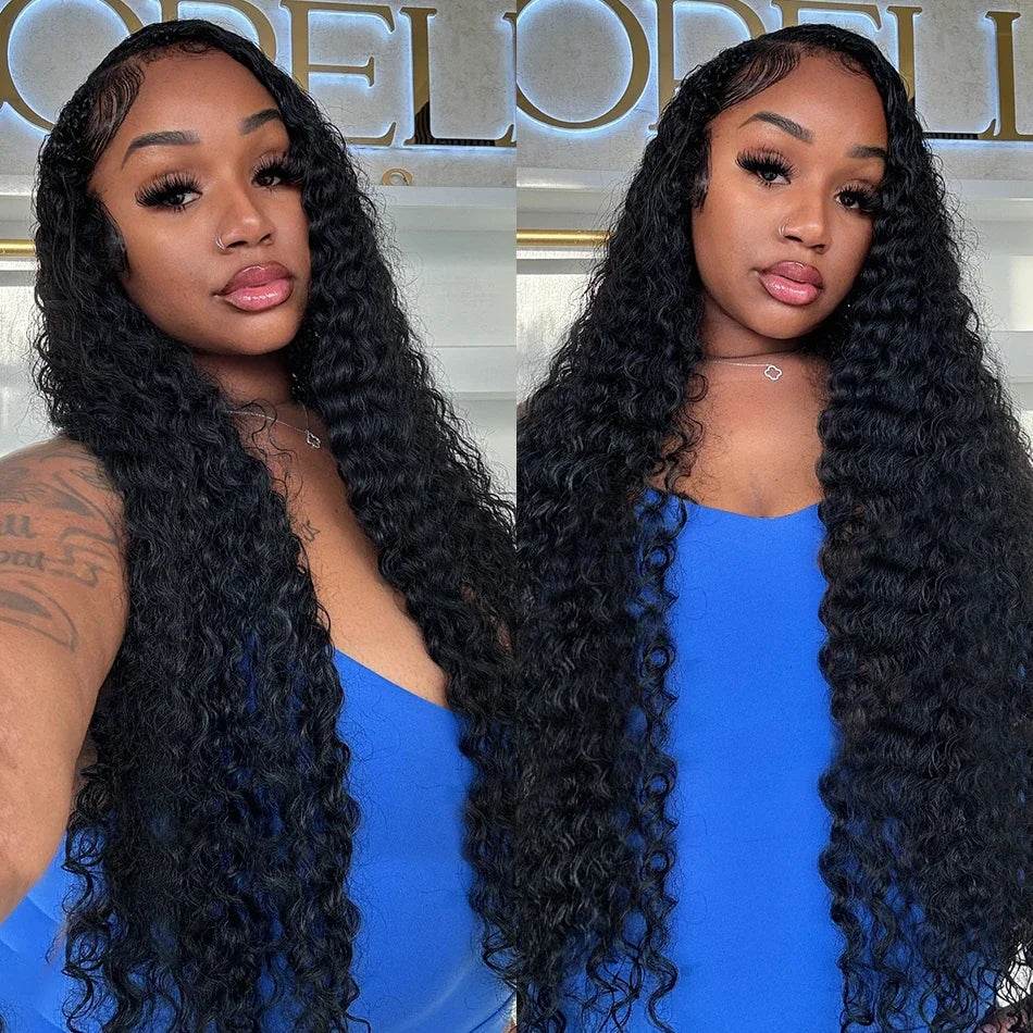250 Density 13x6 13x7 HD Transparent Lace Frontal Wig 30 40 Inch Deep Wave 6x6 Closure Glueless Wig Human Hair 13x4 Curly Wigs - Estalios