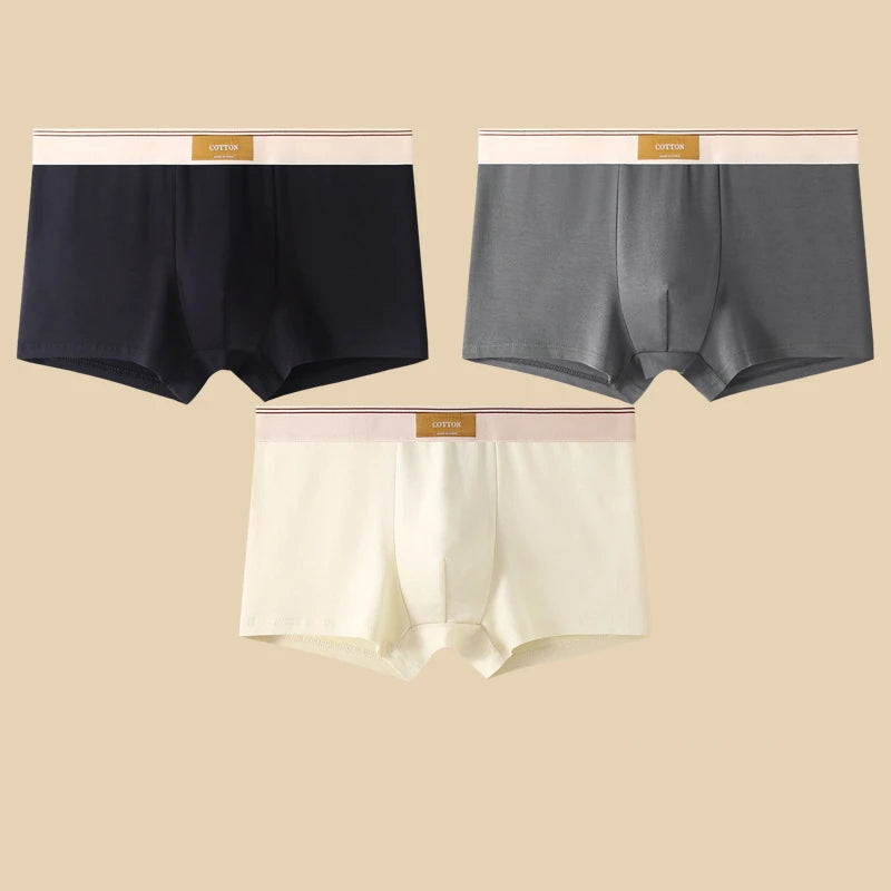 Comfortable 3Pcs Men's Cotton Boxer Shorts Underwear