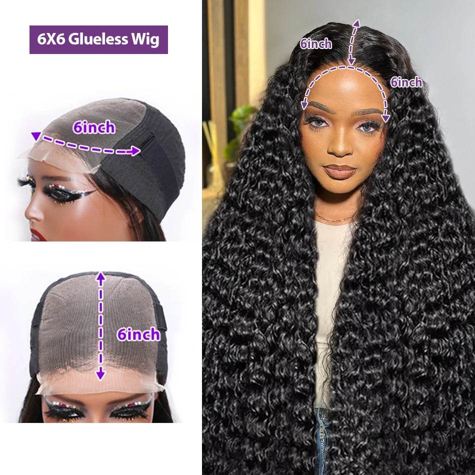 250 Density 13x6 13x7 HD Transparent Lace Frontal Wig 30 40 Inch Deep Wave 6x6 Closure Glueless Wig Human Hair 13x4 Curly Wigs - Estalios