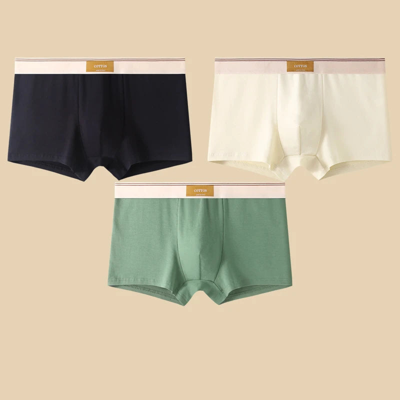 Comfortable 3Pcs Men's Cotton Boxer Shorts Underwear