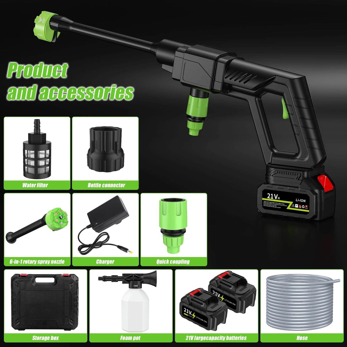 Brushless High Pressure Car Washer Gun 6 IN 1 Cordless Spray - Estalios