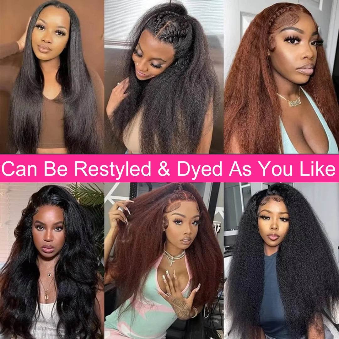 CEXXY Kinky Straight 360 HD Lace Frontal Wigs Wig For Black Women Yaki Straight Ponytail Human Hair Cheap Wigs On Clearance Sale - Estalios