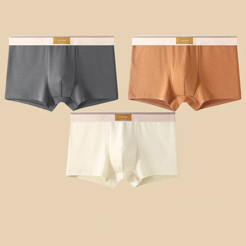 Comfortable 3Pcs Men's Cotton Boxer Shorts Underwear