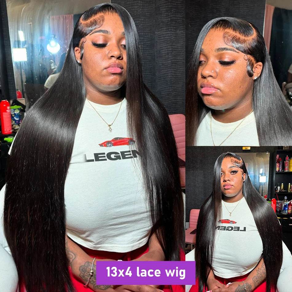 30 40 Inch Bone Straight Lace Front Wig 250 Density Human Hair - Estalios