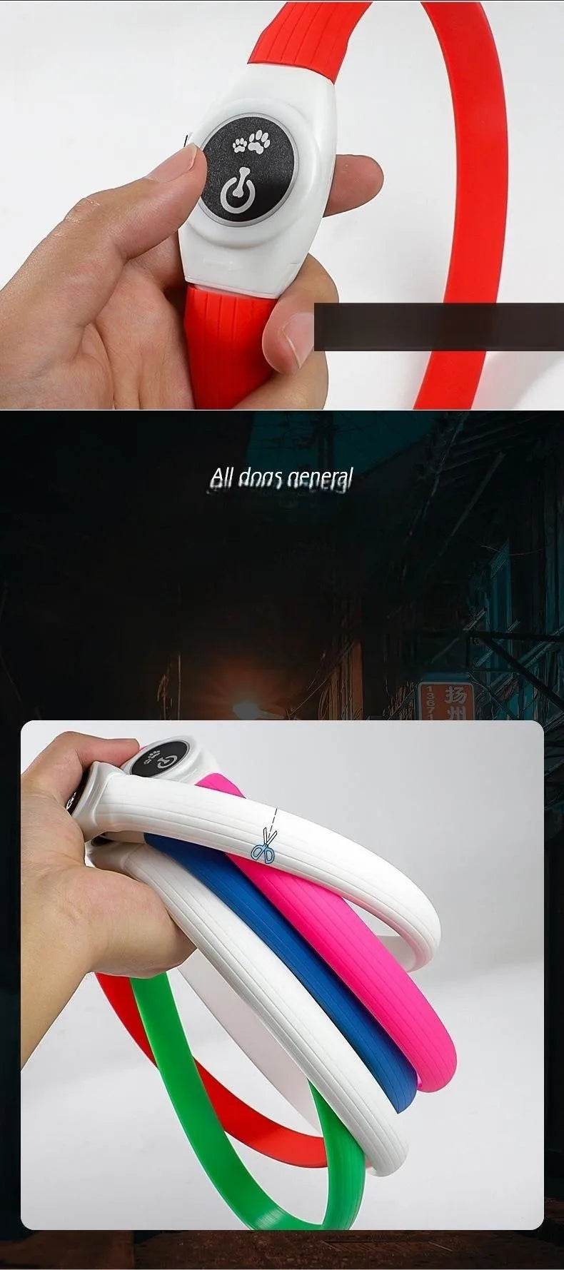 LED Luminous Dog Collar Waterproof USB Light for Night Safety - Estalios