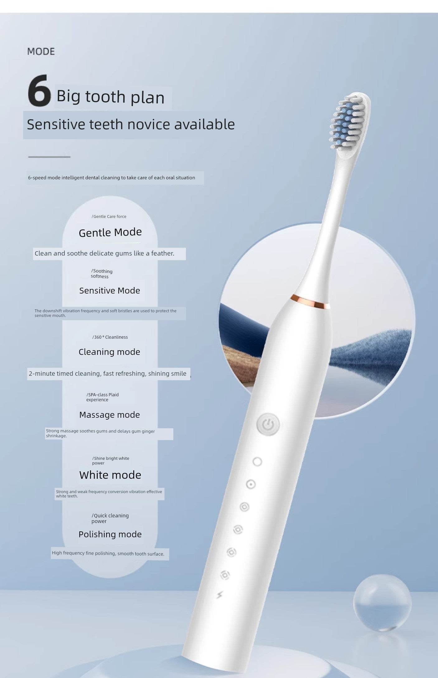 Feixiaoli Electric Toothbrush Rechargeable Soft Hair Suit - Estalios