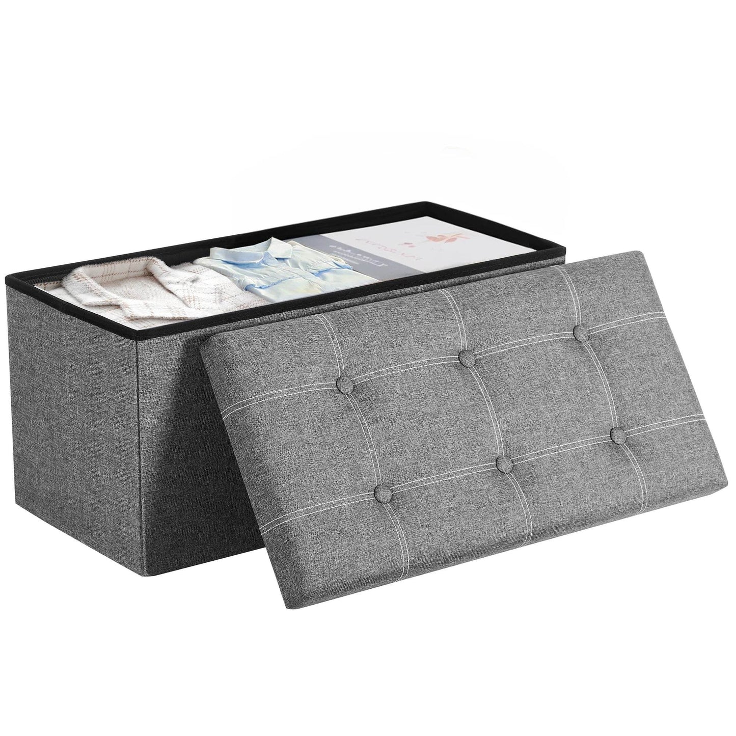 Ottoman Storage Bench, 21 Gal. Folding Chest for Living Room - Estalios