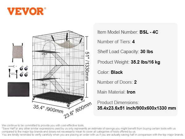 4 Tier Large Cat Playpen for Indoor Exercise and Fun - Estalios