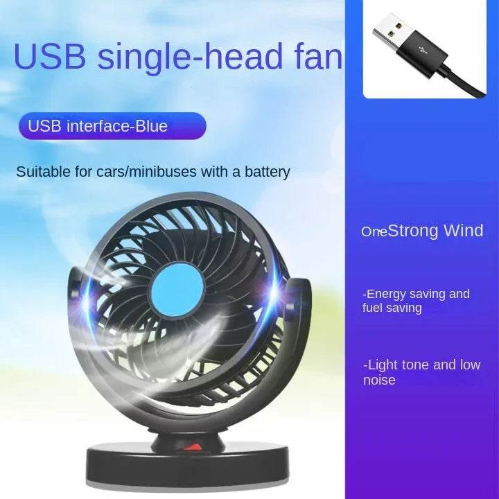 360° Adjustable Car Fan 3 Heads Electric USB 12V/24V - Estalios