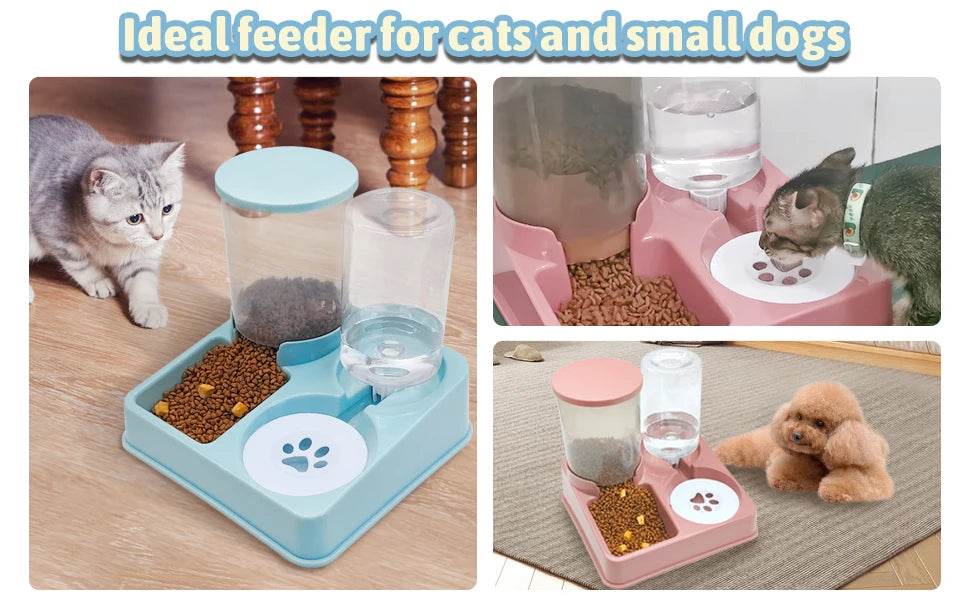 Automatic Cat Feeder Water Dispenser Set 2 In 1 Tilted Feeder - Estalios