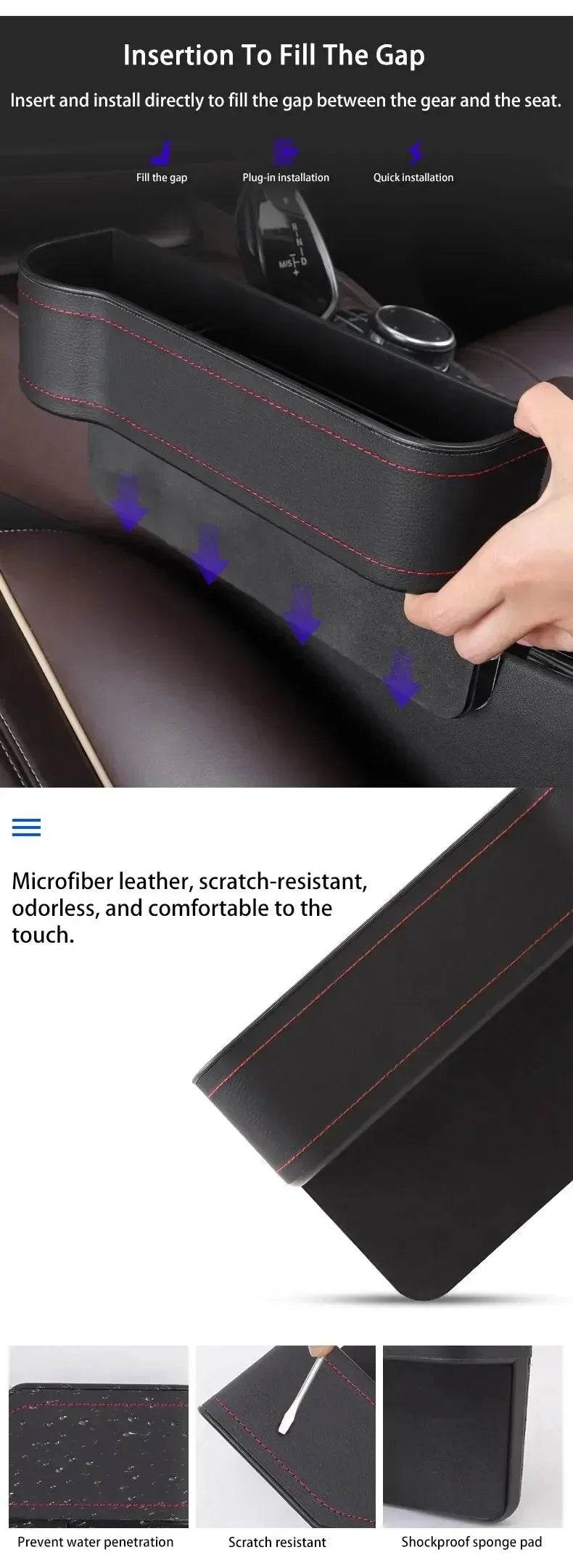 Leather Car Seat Gap Storage Box Multifunctional Organizer - Estalios