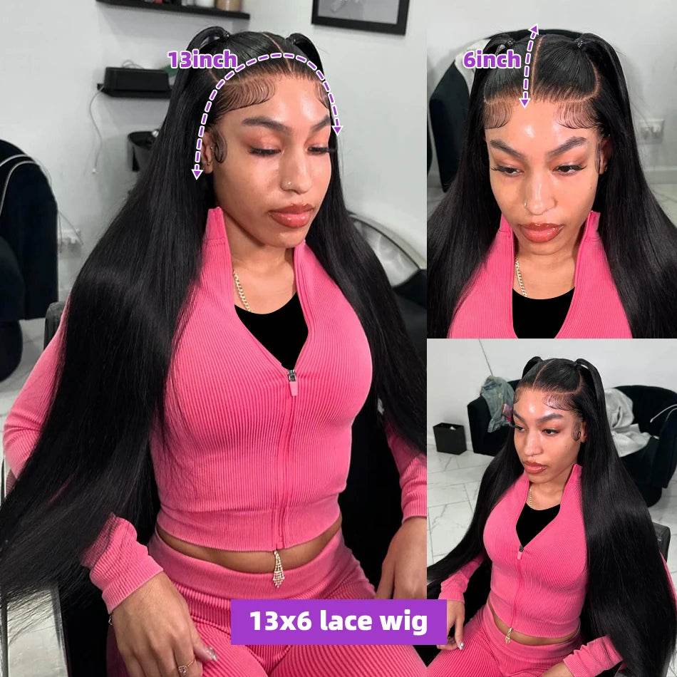 30 40 Inch Bone Straight 250 Density Lace Front Wig - Estalios