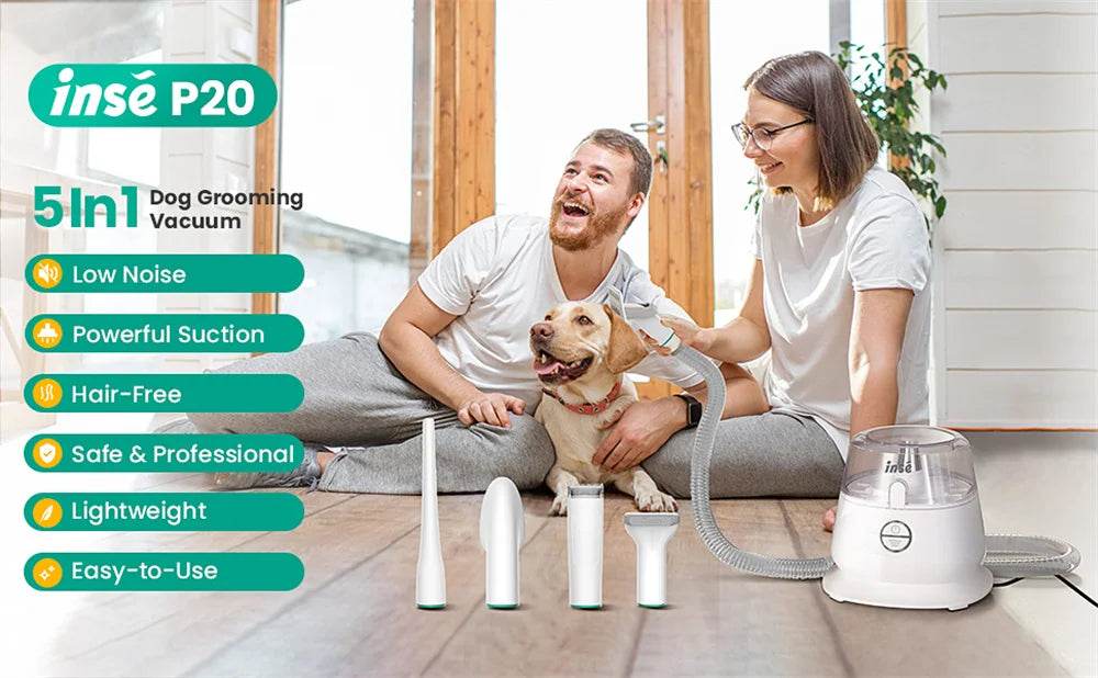 INSE P20 Pet Grooming Kit with Vacuum Suction 99% Hair - Estalios
