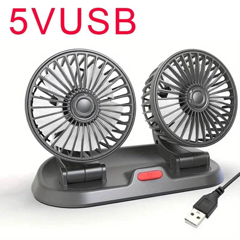 360° Adjustable Car Fan 3 Heads Electric USB 12V/24V - Estalios