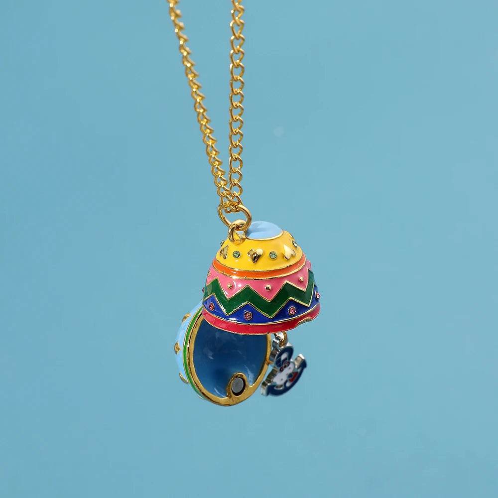 New Design Sanrios Hello Kitty Easter Egg Pendant Necklace Creativity Kuromi Charms Can Opened Easter Egg Toy Necklace - Estalios
