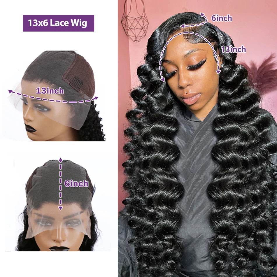 250 Density Loose Wave 13x6 HD Lace Front Wig 30 40 Inch - Estalios