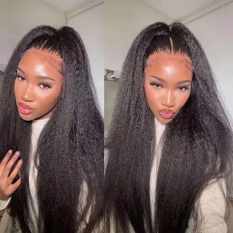 CEXXY Kinky Straight 360 HD Lace Frontal Wigs Wig For Black Women Yaki Straight Ponytail Human Hair Cheap Wigs On Clearance Sale - Estalios