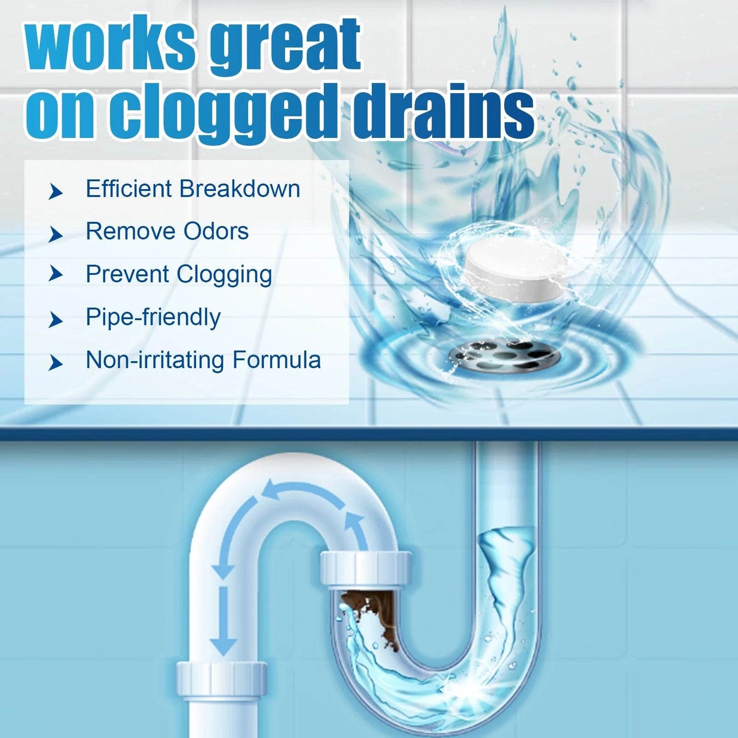 Dredging Agent Effervescent Tablets for Drain Cleaning - Estalios