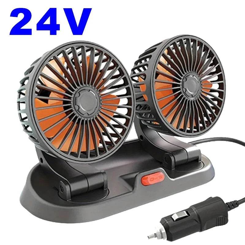 360° Adjustable Car Fan 3 Heads Electric USB 12V/24V - Estalios