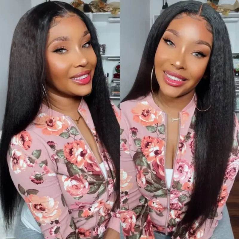 CEXXY Kinky Straight 360 HD Lace Frontal Wigs Wig For Black Women Yaki Straight Ponytail Human Hair Cheap Wigs On Clearance Sale - Estalios