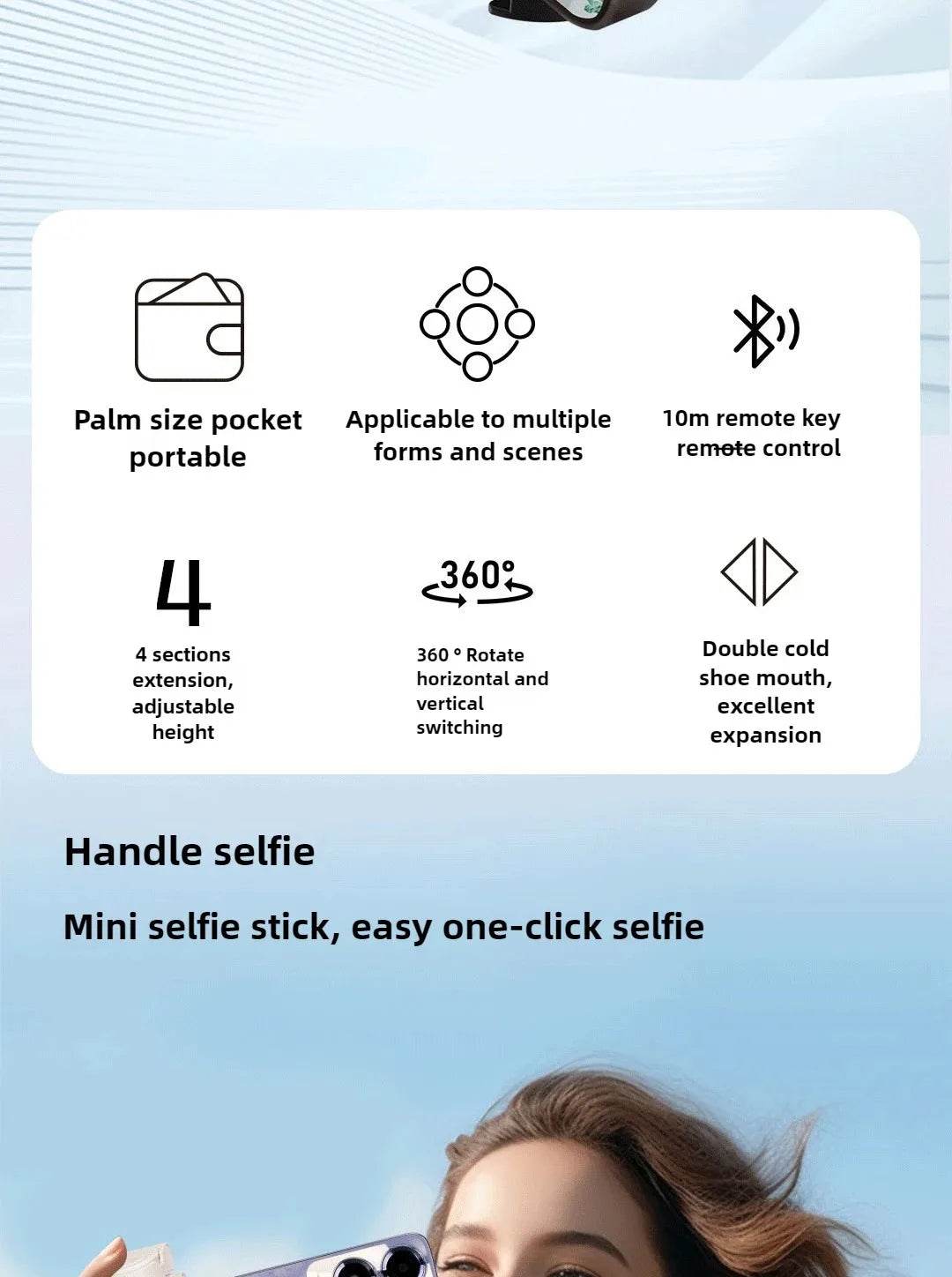 Super Mini Selfie Stick Bluetooth Remote Phone Holder Aid - Estalios