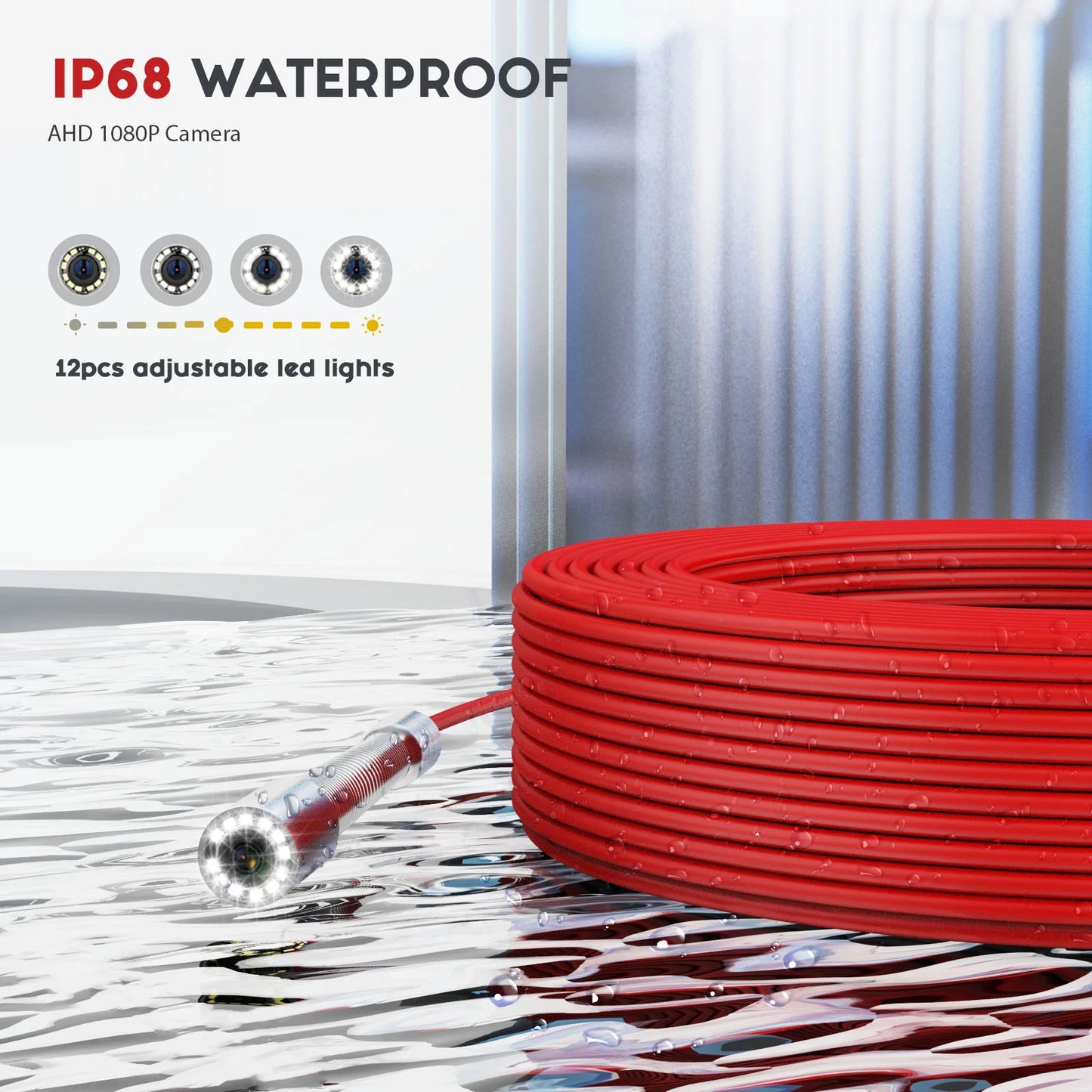 Sewer Camera with Locator,9" Pipe inspection Camera Self-Leveling 512HZ IP68 Waterproof Meter Counter DVR Drain Endoscope