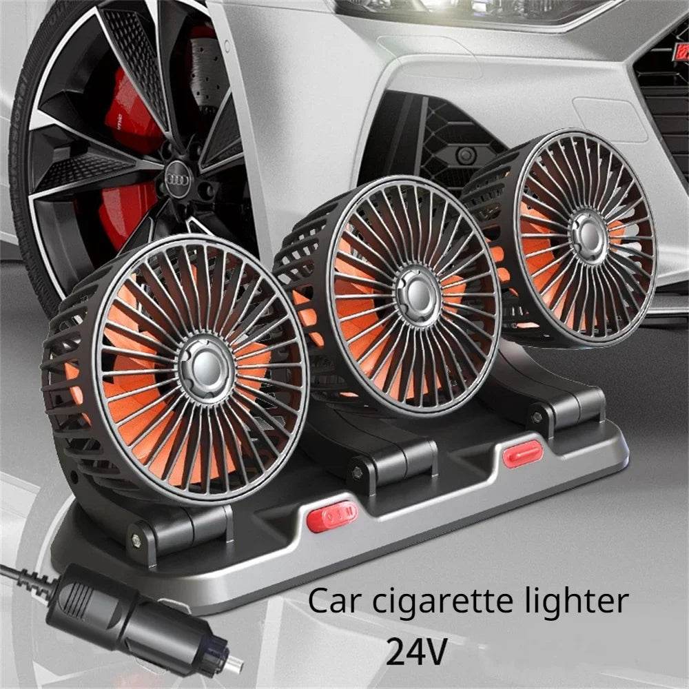 360° Adjustable Car Fan 3 Heads Electric USB 12V/24V - Estalios