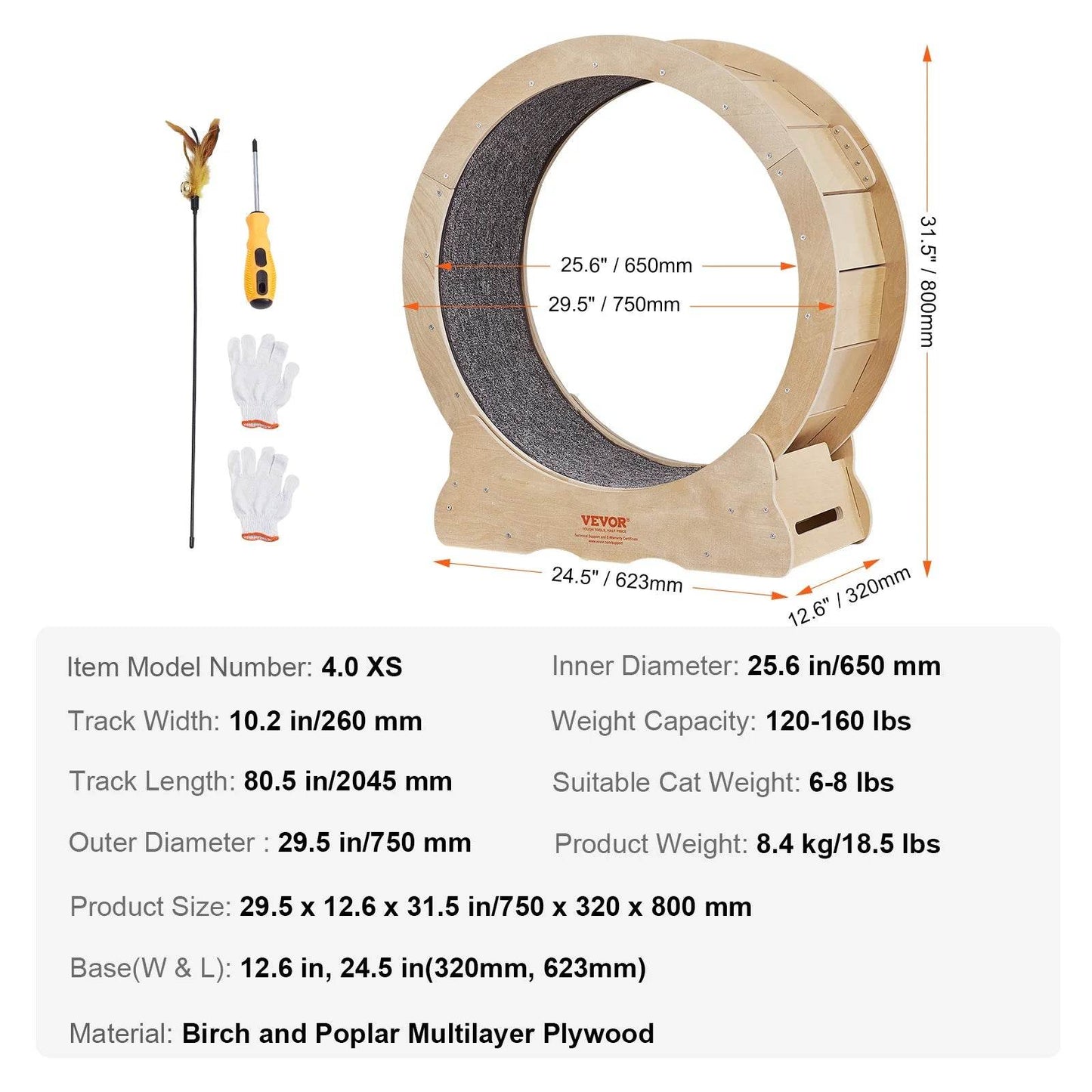 Cat Exercise Wheel Natural Wood Silent Running Treadmill - Estalios