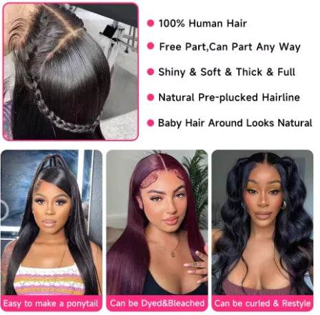 360 Transparent 13x6 Lace Front Human Hair Wig For Women - Estalios