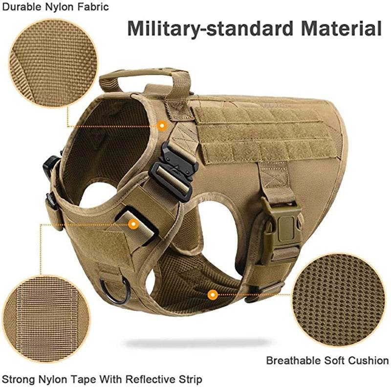 Tactical Military Dog Vest Harness and Leash Set for All Breeds - Estalios