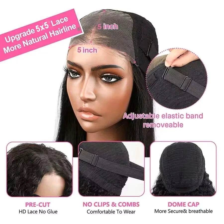 30 40 Inches Human Hair Glueless Lace Front Wigs for Women - Estalios