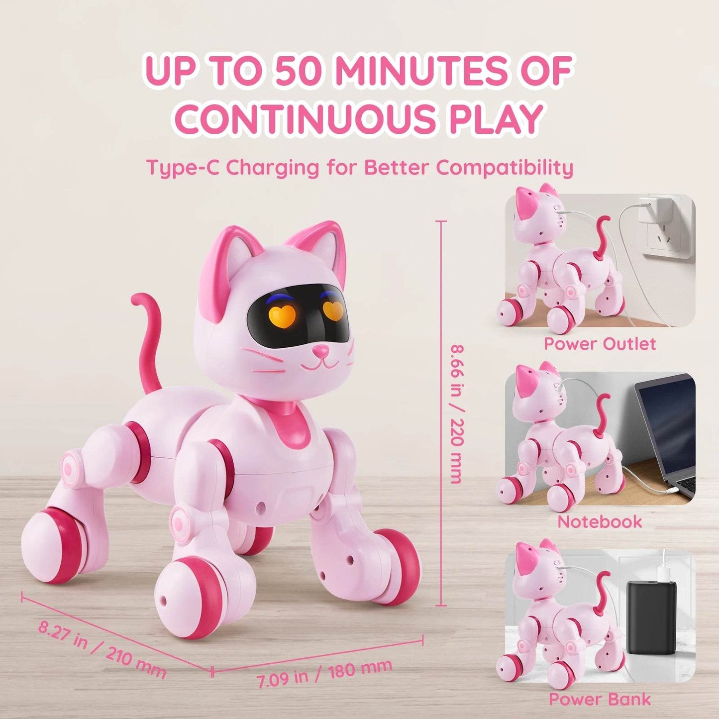 VEVOR Intelligent Remote Control Robot Cat Electronic Stunt Voice Command Programmable Touch-sense Music Song Children's Toys - Estalios