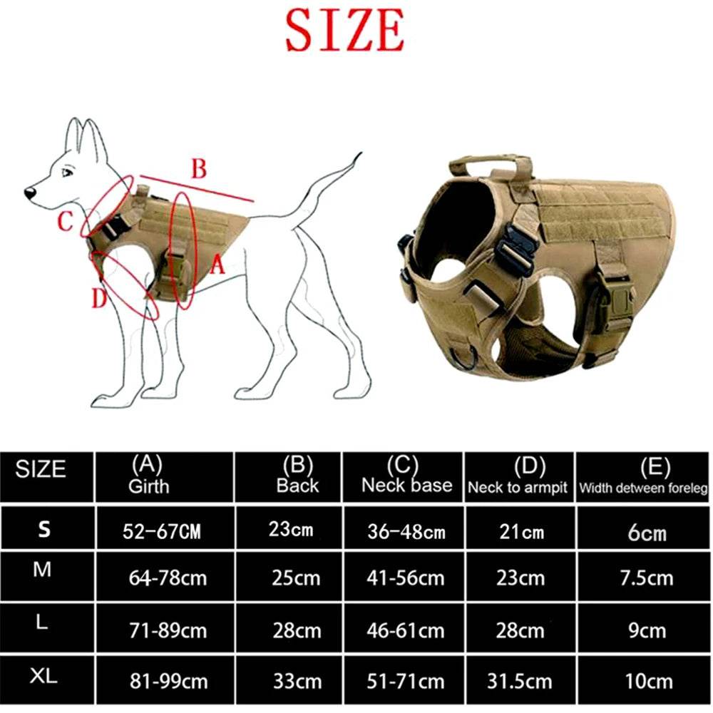 Tactical Military Dog Vest Harness and Leash Set for All Breeds - Estalios
