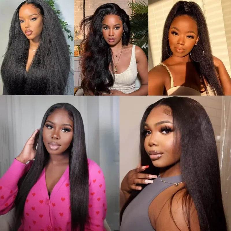 CEXXY Kinky Straight 360 HD Lace Frontal Wigs Wig For Black Women Yaki Straight Ponytail Human Hair Cheap Wigs On Clearance Sale - Estalios