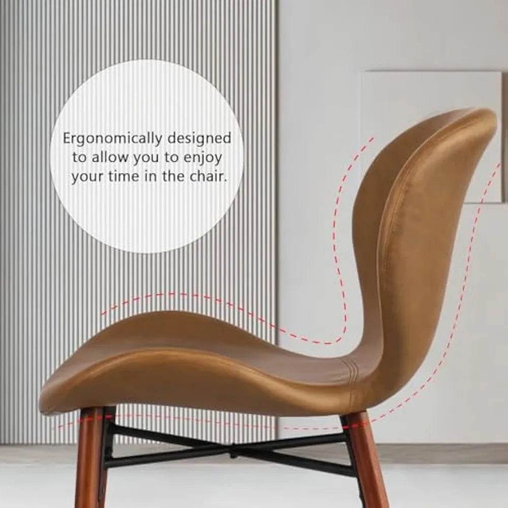 Mid Century Modern Dining Chair Set of 4 Brown Faux Leather - Estalios