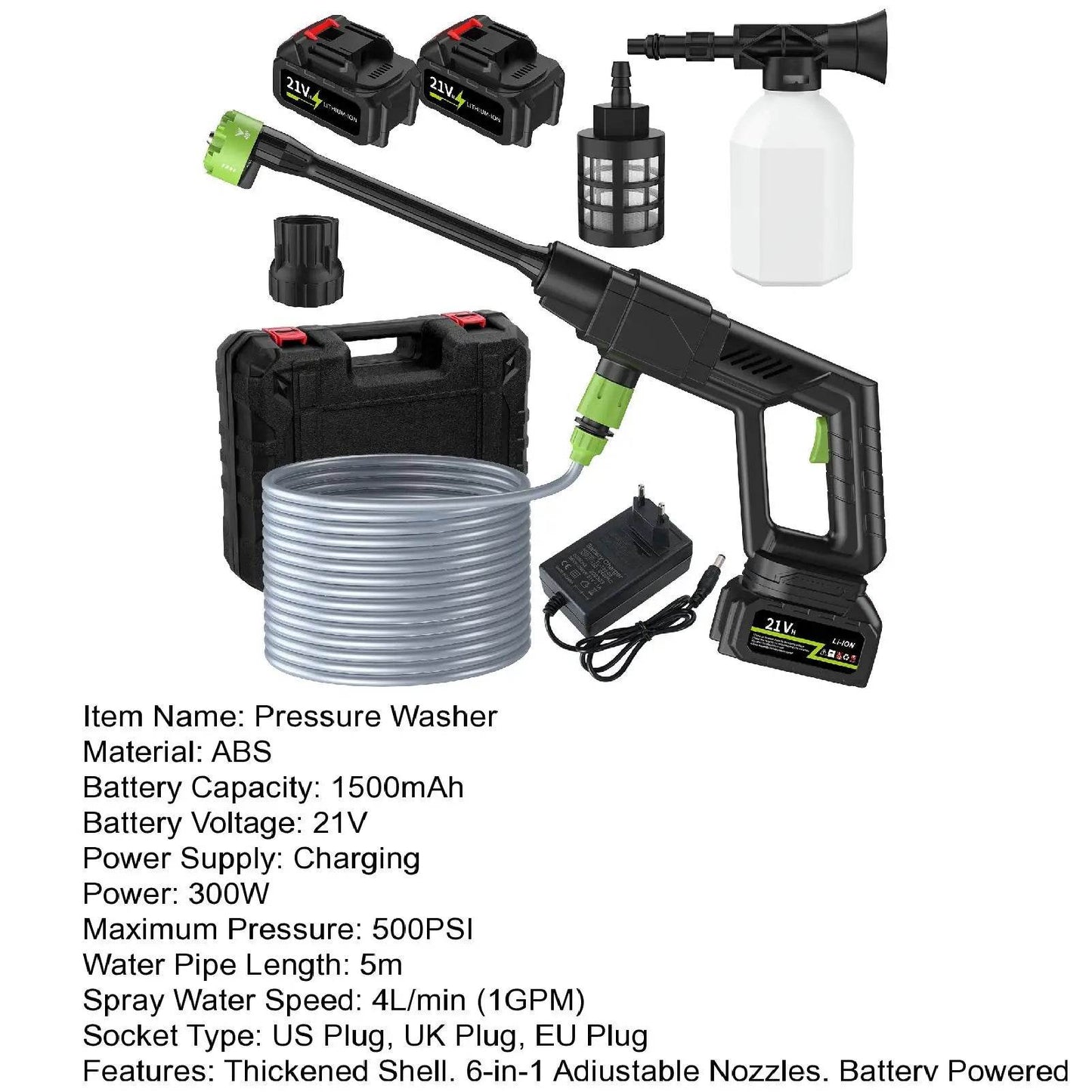 Brushless High Pressure Car Washer Gun 6 IN 1 Cordless Spray - Estalios
