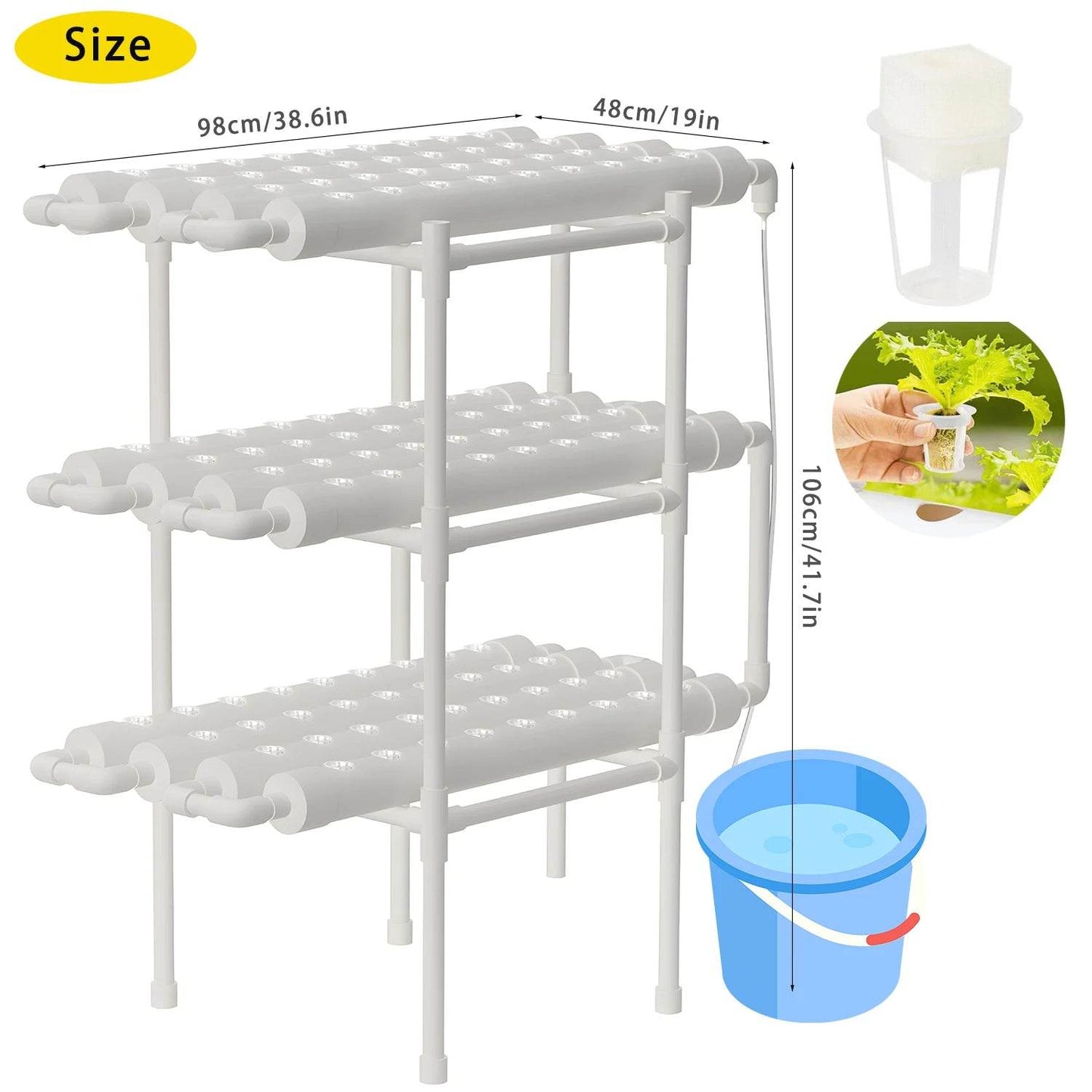 Hydroponics Growing System Kit for 108 Sites Vegetables Herbs - Estalios