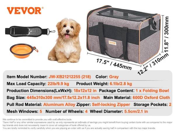 Breathable Pet Cat Carrier Backpack with Wheels for Travel - Estalios