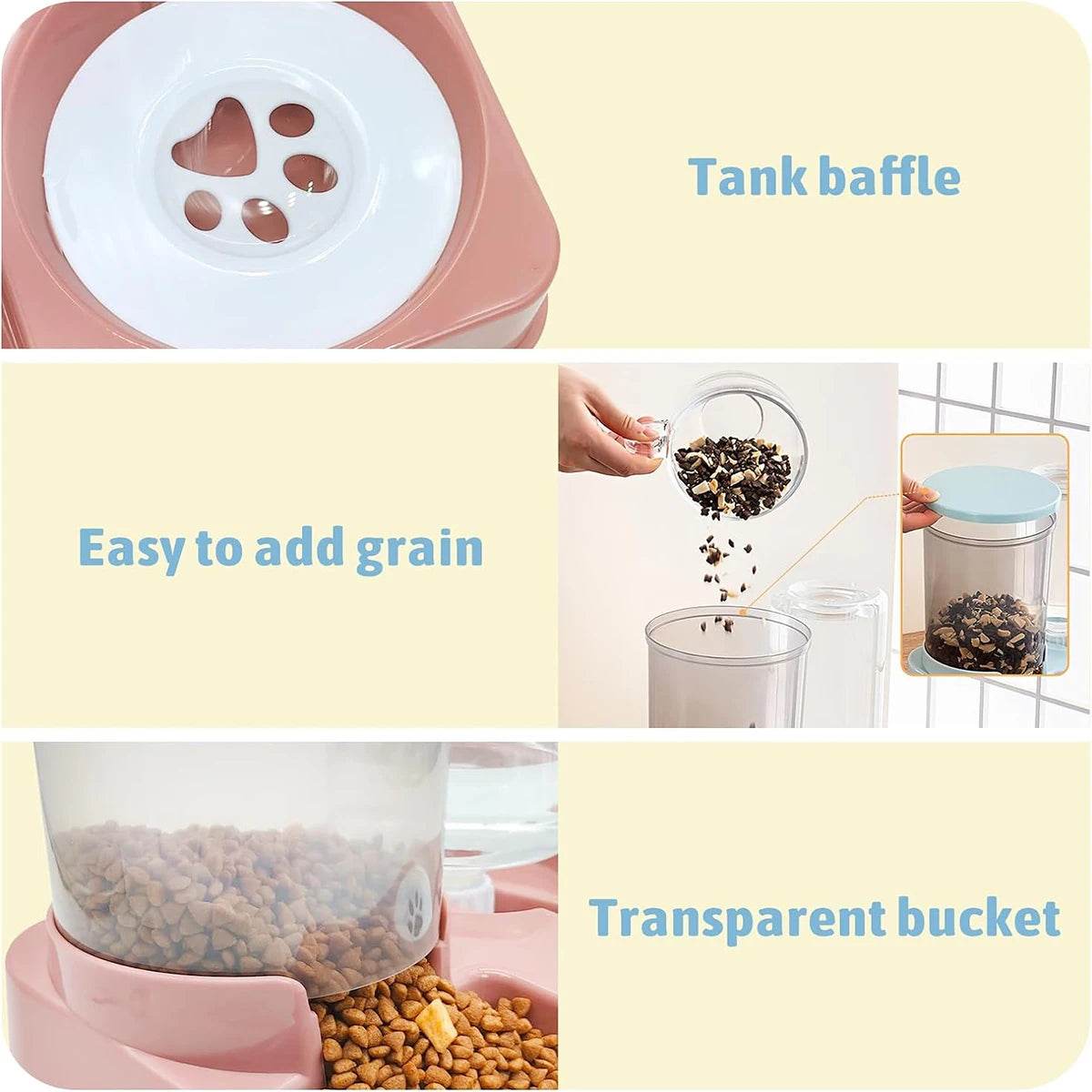 Automatic Cat Feeder Water Dispenser Set 2 In 1 Tilted Feeder - Estalios